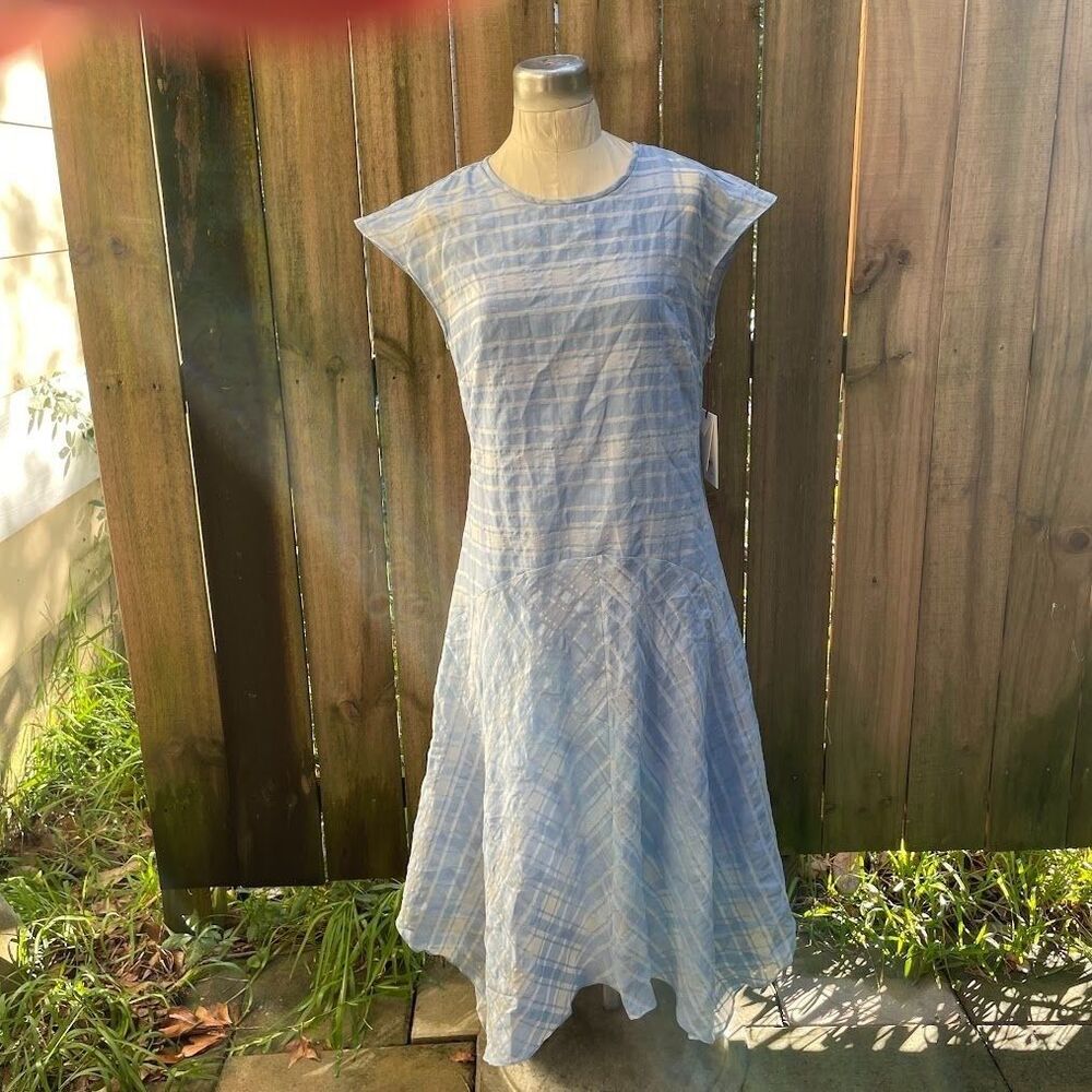 LEWIT Handkerchief Hem Dropwaist MIDI DRESS Ethereal sz 8 NWT